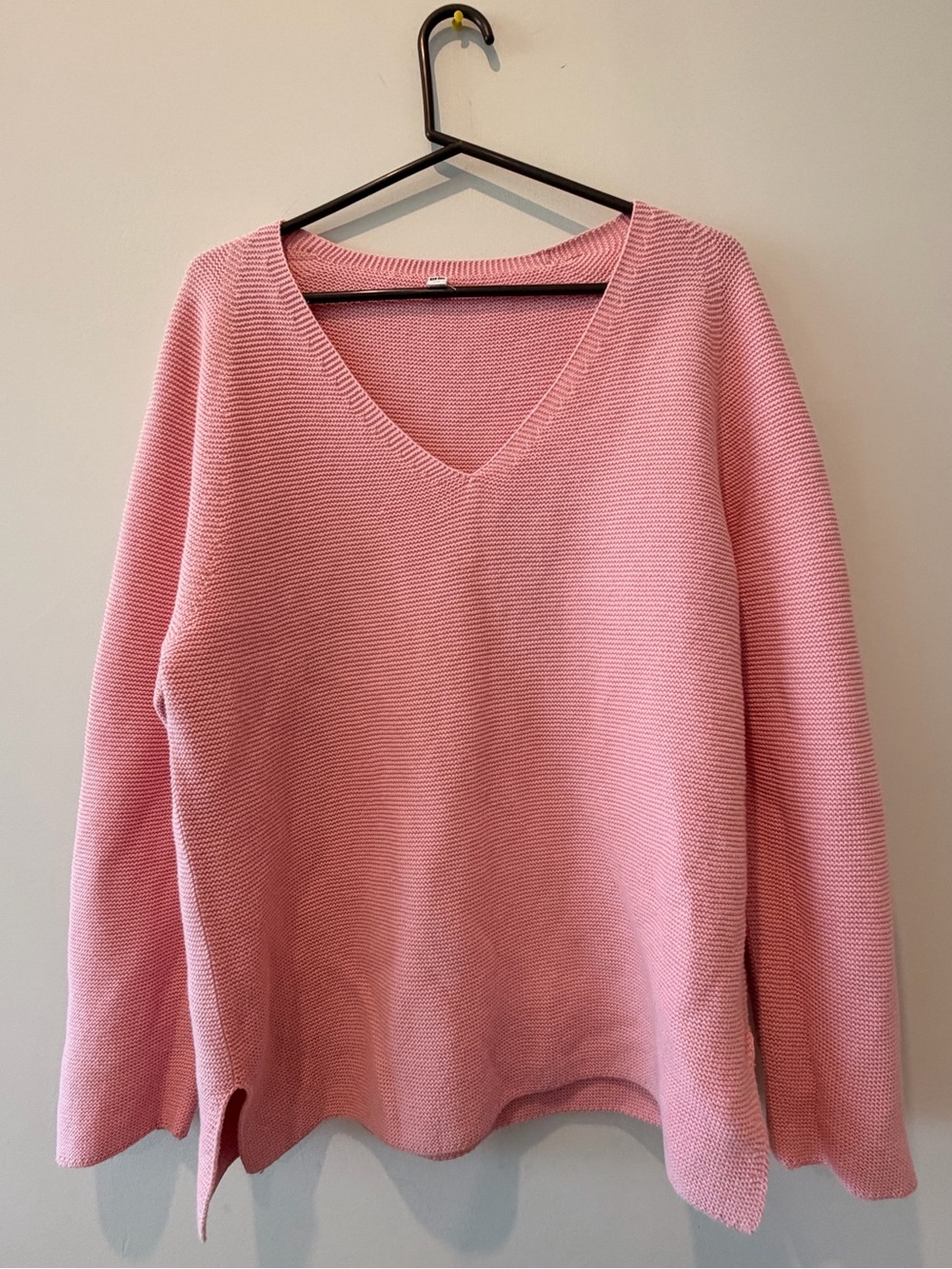 Uniqlo Light Pink V-Neck Knit Sweater